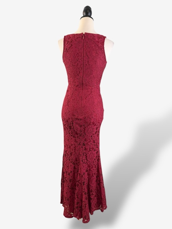 Lulus Everly Wine Red Lace Maxi Dress Size S Mermaid Flare Formal Wedding Party - Picture 8 of 14